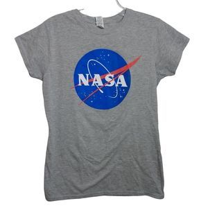 Nasa Gray and Blue Short Sleeve T Shirt  Size Medium Large